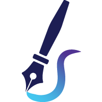 Ícono de pluma estilográfica azul, simbolizando expresión artística o diseño