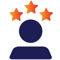 Ícono de usuario con estrellas sobre la cabeza, representando talento o reconocimiento